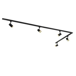 Smartes Schienensystem mit 5 Strahlern Schwarz Gold 1-phasig inkl. 5 Wifi GU10 50mm - Iconic Jeana