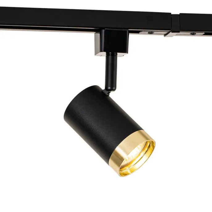 Smartes Schienensystem mit 5 Strahlern Schwarz Gold 1-phasig inkl. 5 Wifi GU10 50mm - Iconic Jeana