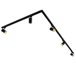Smartes Schienensystem mit 5 Strahlern Schwarz Gold 1-phasig inkl. 5 Wifi GU10 50mm - Iconic Jeana