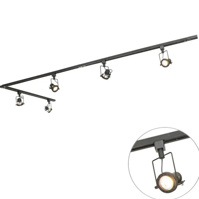 Smartes Schienensystem schwarz 1-phasig inkl. 5 Wifi GU10 - Iconic Suplux