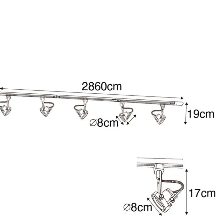 Smartes Schienensystem schwarz 1-phasig inkl. 5 Wifi GU10 - Iconic Suplux