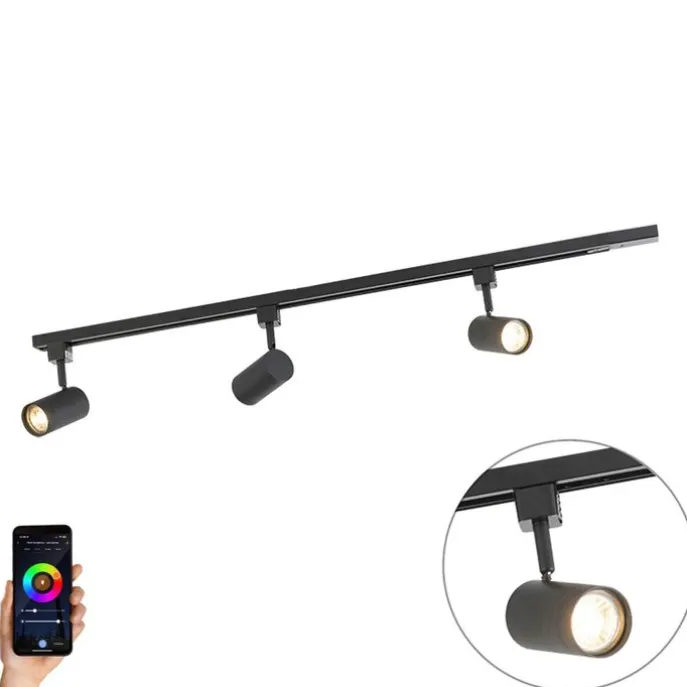 Smartes Schienensystem schwarz inkl. 3 WiFi GU10 1-phasig - Iconic Jeana