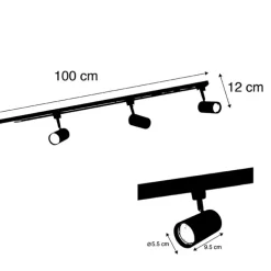 Smartes Schienensystem schwarz inkl. 3 WiFi GU10 1-phasig - Iconic Jeana