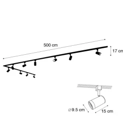 Smartes Schienensystem schwarz 1-phasig 10-Licht inkl. WiFi GU10 - Iconic Jeana