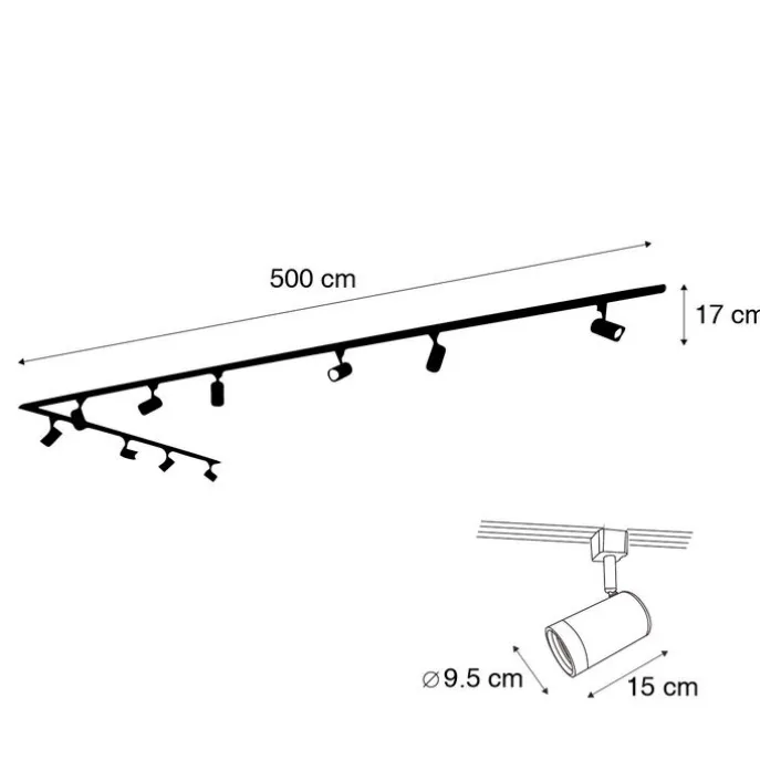 Smartes Schienensystem schwarz 1-phasig 10-Licht inkl. WiFi GU10 - Iconic Jeana