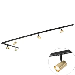 Smartes Schienensystem schwarz mit Gold 1-phasig 5-leuchtmittel inkl. Wifi GU10 - Iconic Jeana