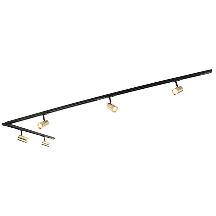 Smartes Schienensystem schwarz mit Gold 1-phasig 5-leuchtmittel inkl. Wifi GU10 - Iconic Jeana