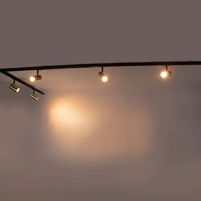 Smartes Schienensystem schwarz mit Gold 1-phasig 5-leuchtmittel inkl. Wifi GU10 - Iconic Jeana