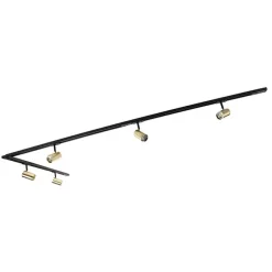 Smartes Schienensystem schwarz mit Gold 1-phasig 5-leuchtmittel inkl. Wifi GU10 - Iconic Jeana