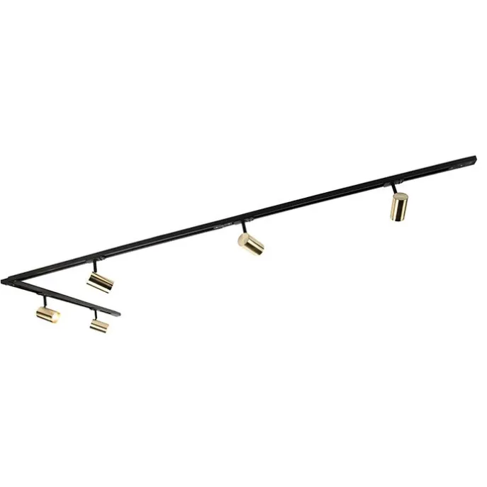 Smartes Schienensystem schwarz mit Gold 1-phasig 5-leuchtmittel inkl. Wifi GU10 - Iconic Jeana