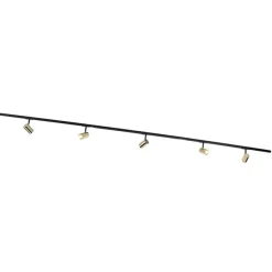 Smartes Schienensystem schwarz mit Gold 1-phasig 5-leuchtmittel inkl. Wifi GU10 - Iconic Jeana