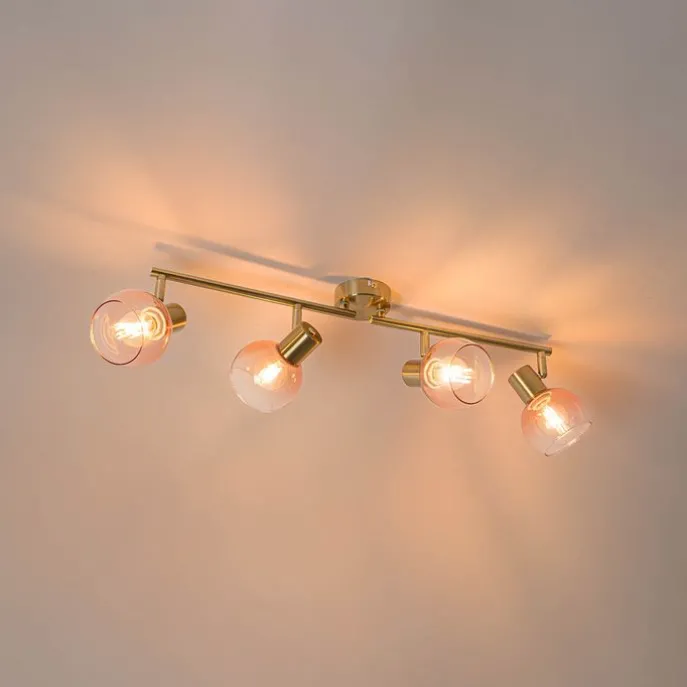 Smart-Strahler Gold mit rosa Glas inkl. 4 Wifi P45 - Vidro