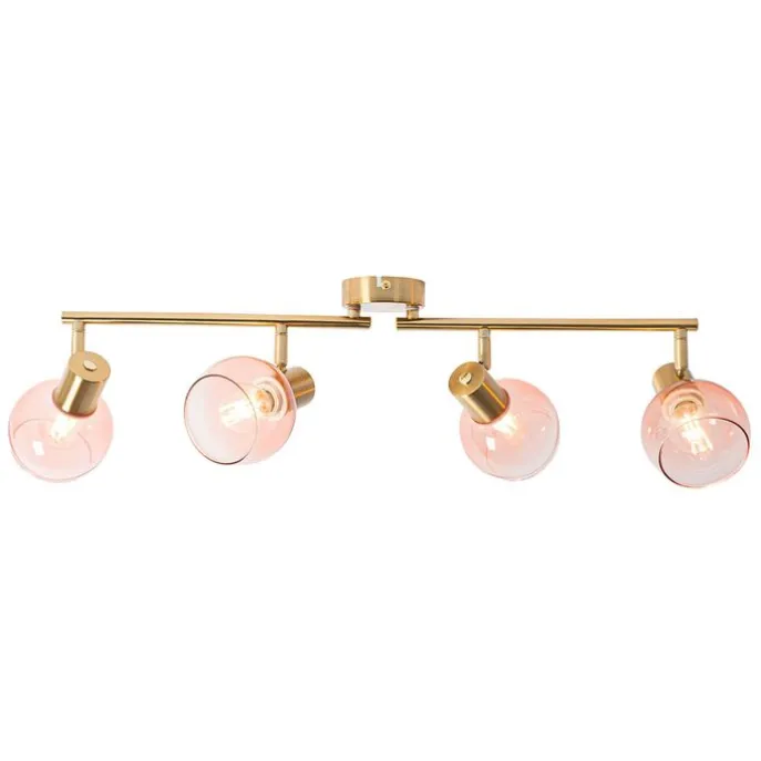 Smart-Strahler Gold mit rosa Glas inkl. 4 Wifi P45 - Vidro