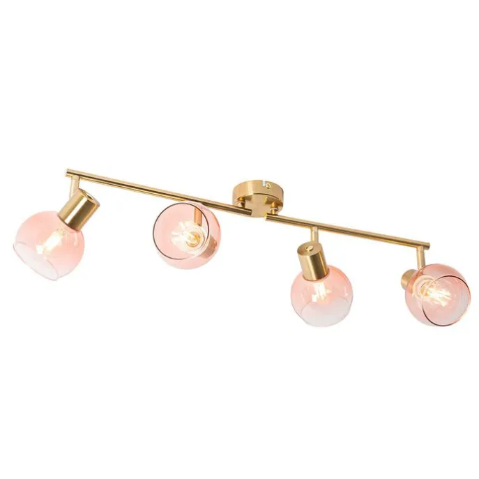 Smart-Strahler Gold mit rosa Glas inkl. 4 Wifi P45 - Vidro