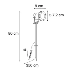 Spike Spot schwarz 40 cm inkl. Kabel und Stecker IP44 - Basic