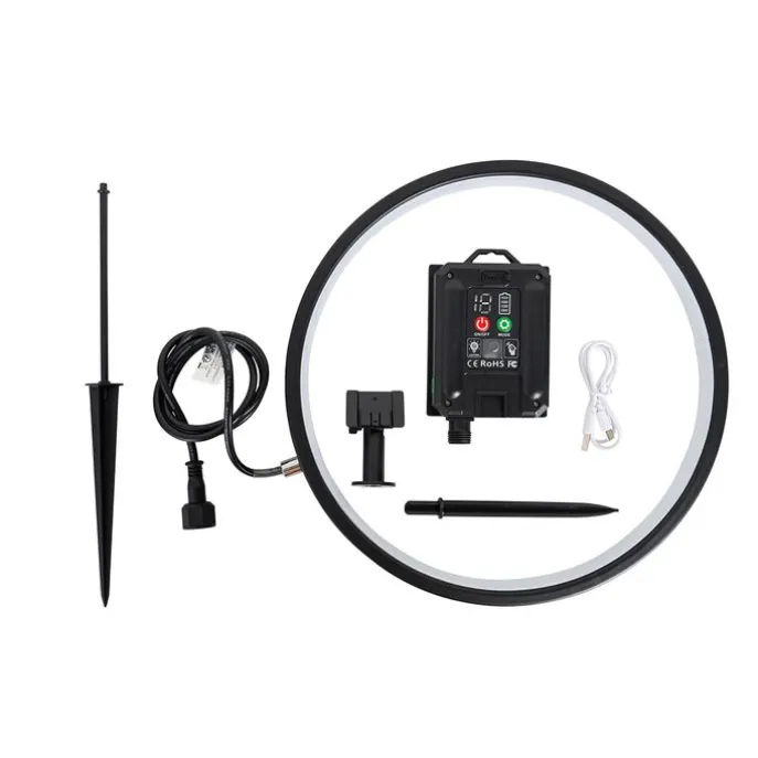 Spitzenlicht Schwarz 60 cm Inkl. Wiederaufladbare LED und Solar IP65 - Adalind