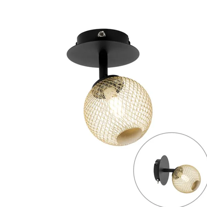 Spot schwarz mit gold verstellbar - Athens Wire