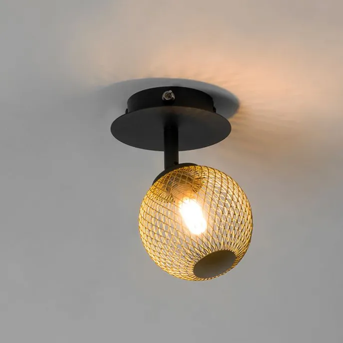 Spot schwarz mit gold verstellbar - Athens Wire