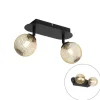 Spot schwarz mit goldenen 2 Lichtern - Athens Wire