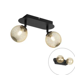 Spot schwarz mit goldenen 2 Lichtern - Athens Wire