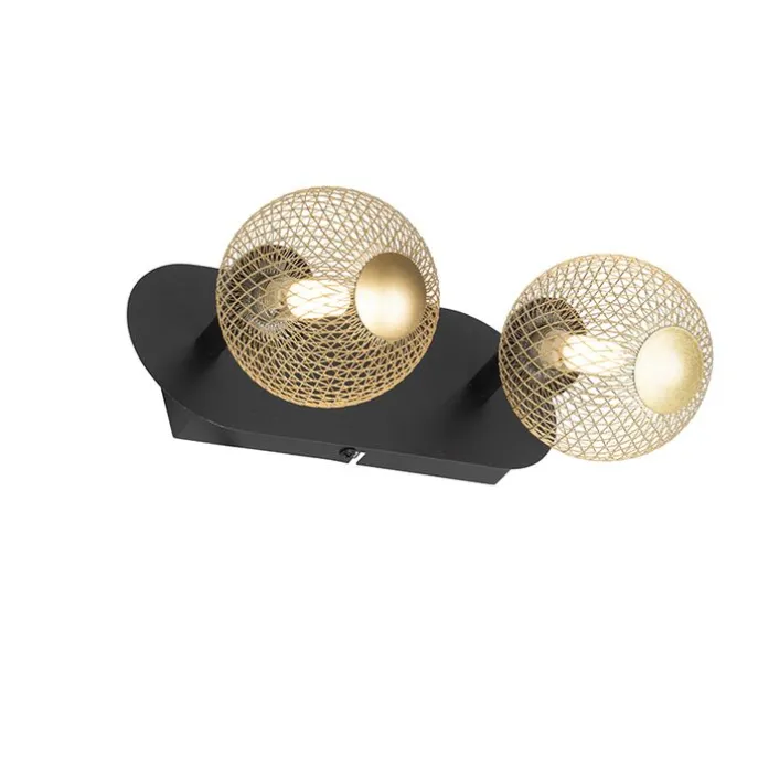 Spot schwarz mit goldenen 2 Lichtern - Athens Wire