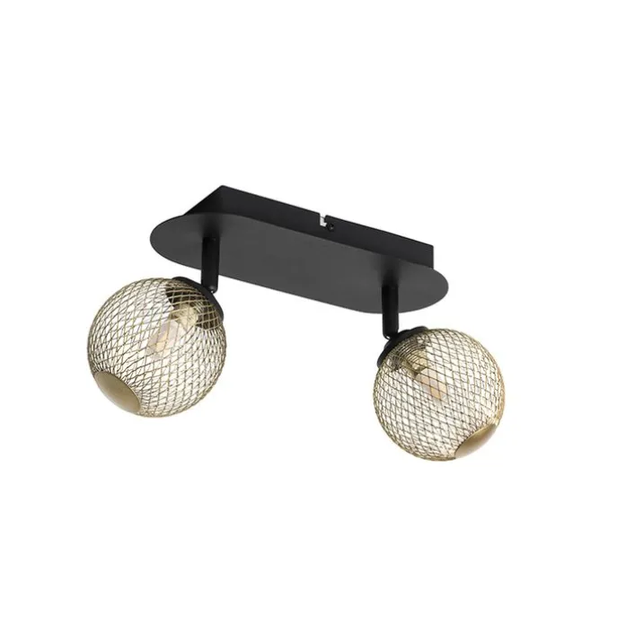 Spot schwarz mit goldenen 2 Lichtern - Athens Wire