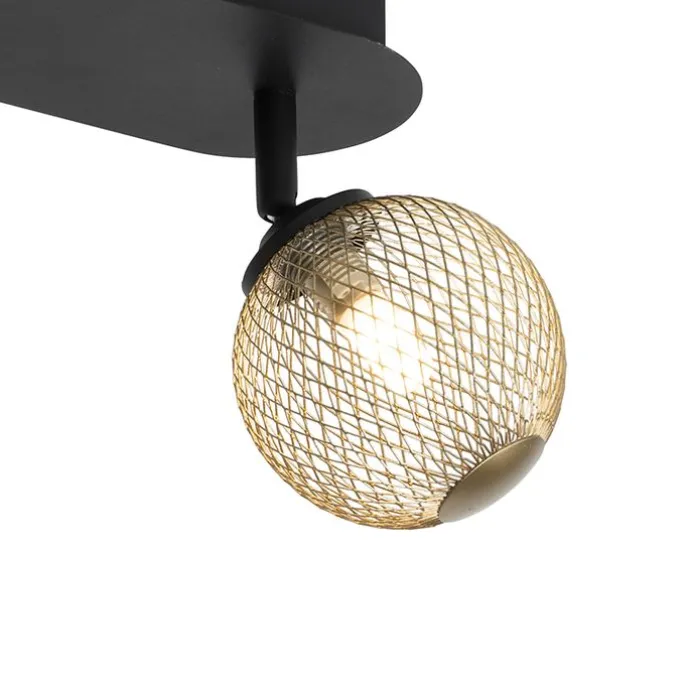 Spot schwarz mit goldenen 2 Lichtern - Athens Wire