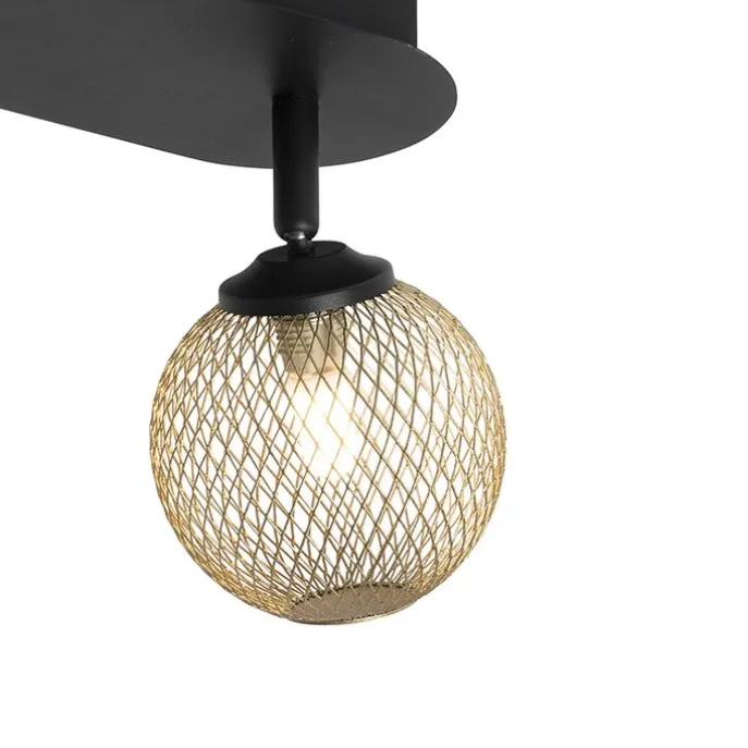 Spot schwarz mit goldenen 2 Lichtern - Athens Wire