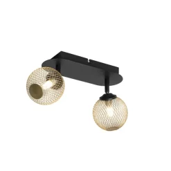 Spot schwarz mit goldenen 2 Lichtern - Athens Wire