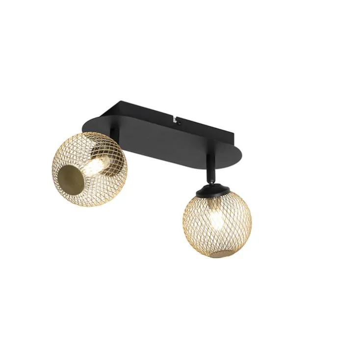 Spot schwarz mit goldenen 2 Lichtern - Athens Wire