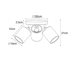 Spot schwarz mit goldener Innenseite 3-Licht - Lofty