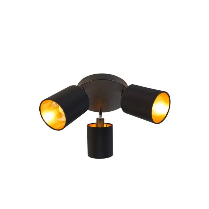 Spot schwarz mit goldener Innenseite 3-Licht - Lofty
