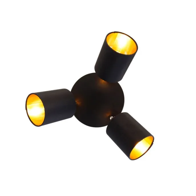 Spot schwarz mit goldener Innenseite 3-Licht - Lofty
