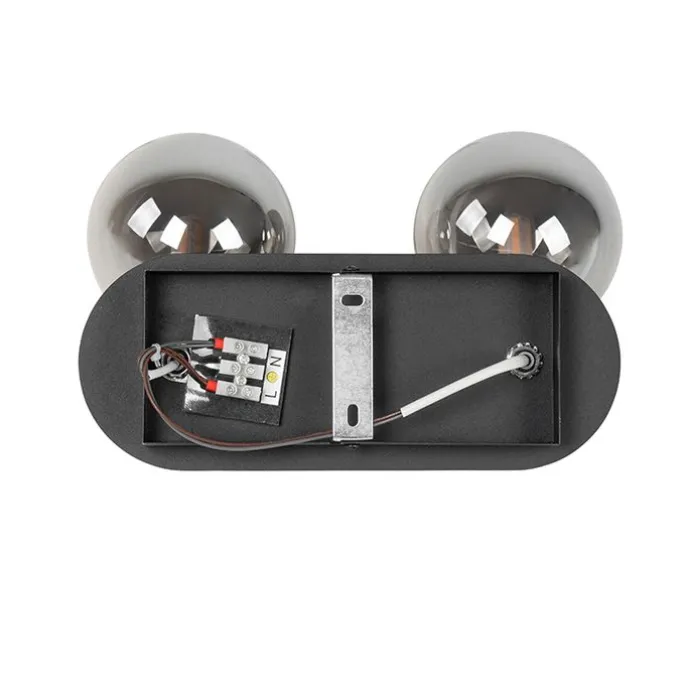 Spot schwarz mit Rauchglas 2-Licht verstellbar - Athen