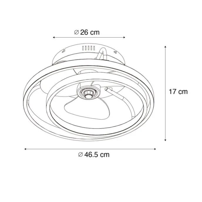 Stahl Deckenventilator 46,5 cm inkl. LED mit Fernbedienung - Kees