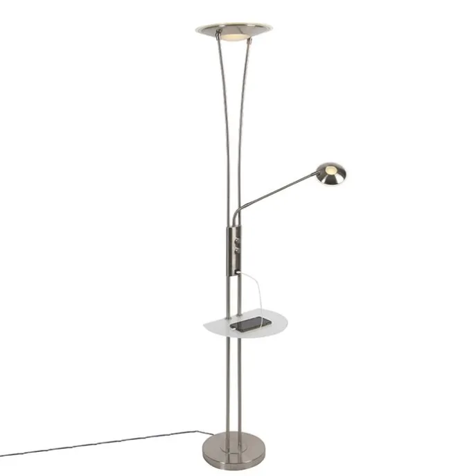 Stahl Stehlampe mit Lesearm inkl. LED und USB-Anschluss - Sevilla