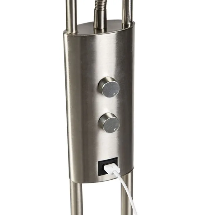 Stahl Stehlampe mit Lesearm inkl. LED und USB-Anschluss - Sevilla