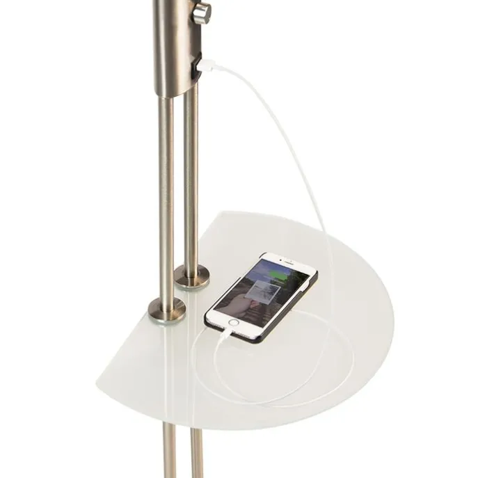 Stahl Stehlampe mit Lesearm inkl. LED und USB-Anschluss - Sevilla
