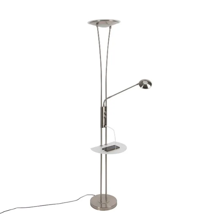 Stahl Stehlampe mit Lesearm inkl. LED und USB-Anschluss - Sevilla
