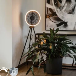 Standventilator Stativ schwarz inkl. LED 3-stufig dimmbar - Meric