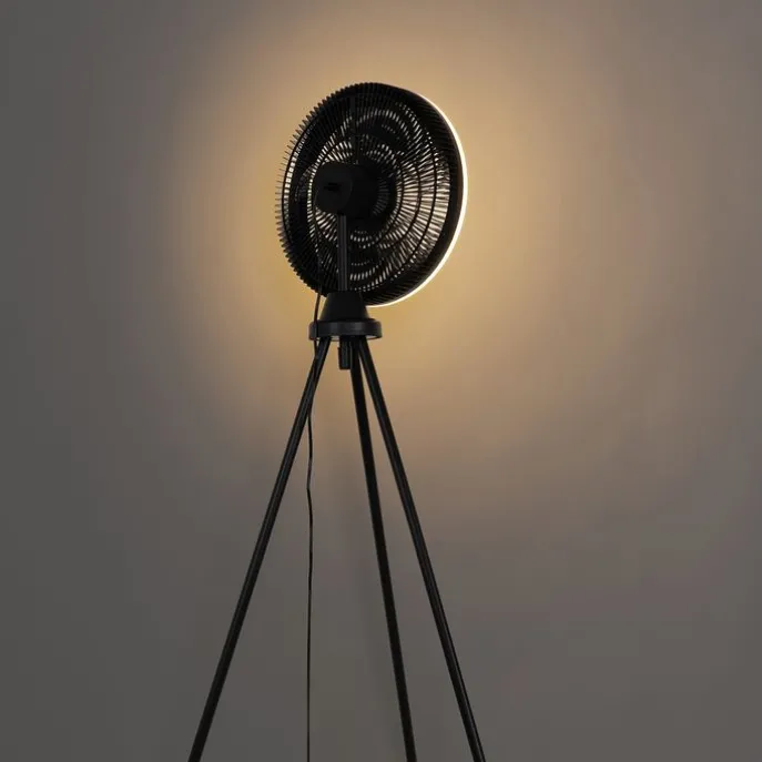 Standventilator Stativ schwarz inkl. LED 3-stufig dimmbar - Meric