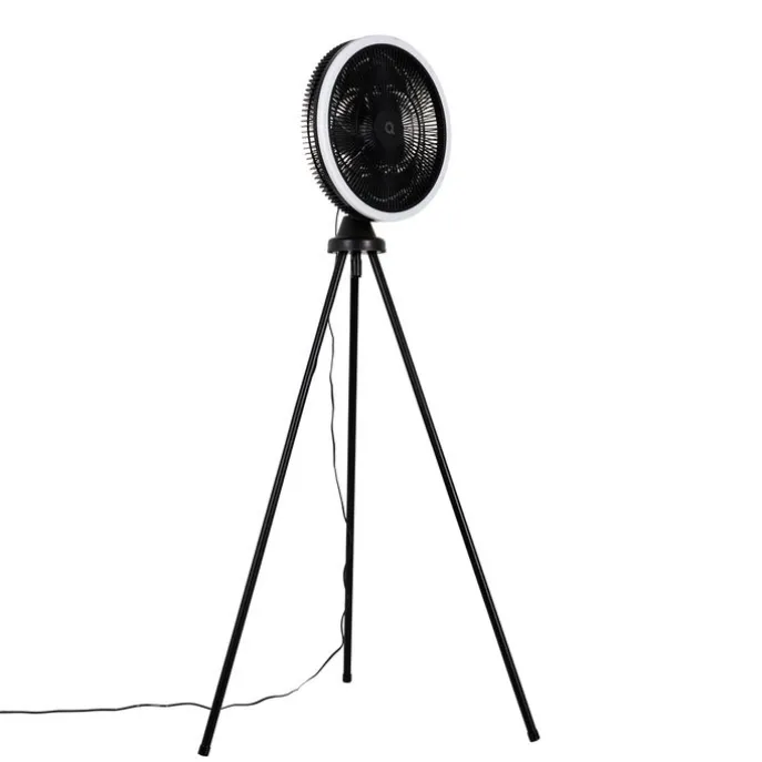 Standventilator Stativ schwarz inkl. LED 3-stufig dimmbar - Meric