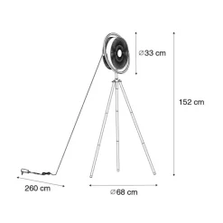 Standventilator Stativ schwarz inkl. LED 3-stufig dimmbar - Marleen