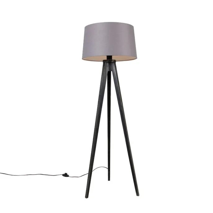 Stativ schwarz mit Leinenschirm Dunkelgrau 45 cm - Stativ Classic