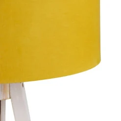 Stativ-Stehleuchte weiß mit gelbem Stoffschirm 50cm - Tripod Classic