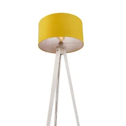 Stativ-Stehleuchte weiß mit gelbem Stoffschirm 50cm - Tripod Classic