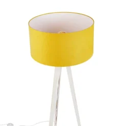 Stativ-Stehleuchte weiß mit gelbem Stoffschirm 50cm - Tripod Classic