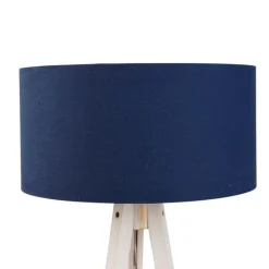 Stativ-Stehleuchte weiß mit dunkelblauem Stoffschirm 50cm - Tripod Classic