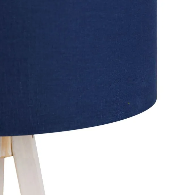 Stativ-Stehleuchte weiß mit dunkelblauem Stoffschirm 50cm - Tripod Classic