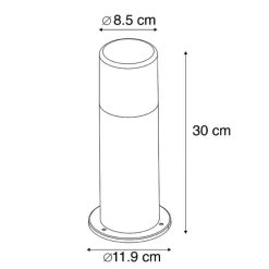 Stehende Außenlampe schwarz mit Opalschirm weiß 30 cm IP44 - Odense